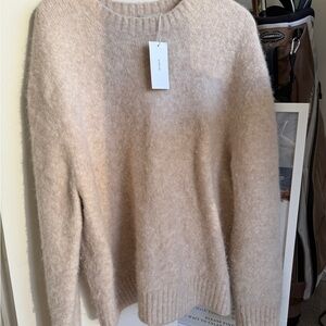 Vince Beige Crewneck Mohair-Blend Sweater